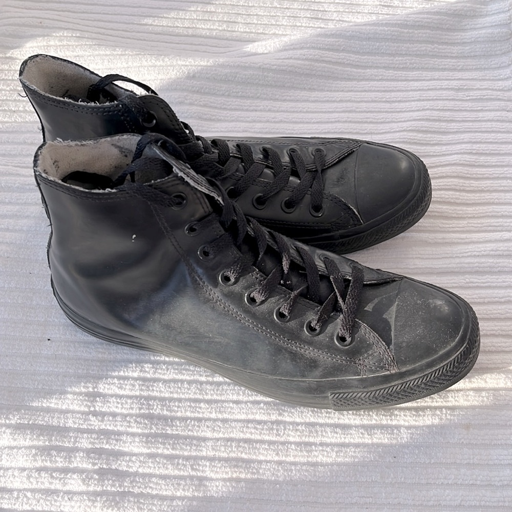 Black rubber high-top Converse sneakers Size 9 men 11 women Eur 42.5